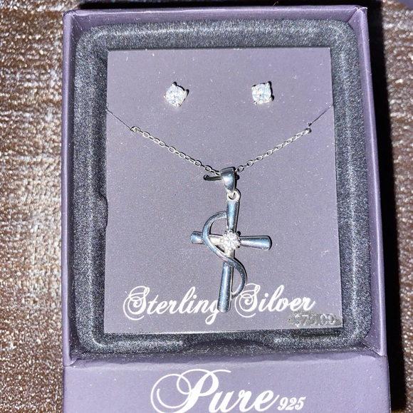 Sterling Silver Cross and Earrings Set - Picture 6 of 7
